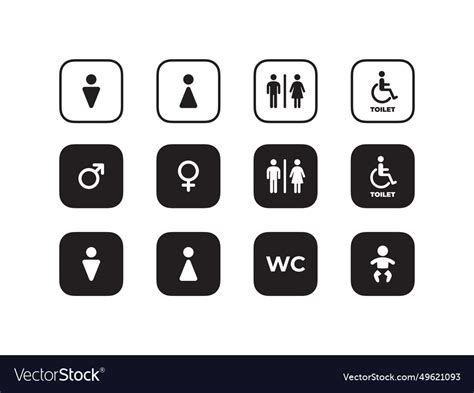 Restroom Icons Set Toilet Wc Gender Royalty Free Vector