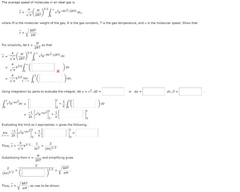 Solved The Average Speed Of Molecules In An Ideal Gas Is 3 2 Chegg