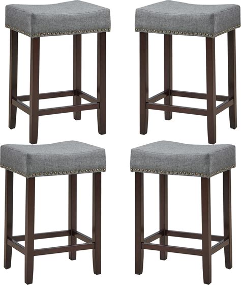 ERGOMASTER Counter Height Bar Stools Set Of 2 Backless Fabric Barstools