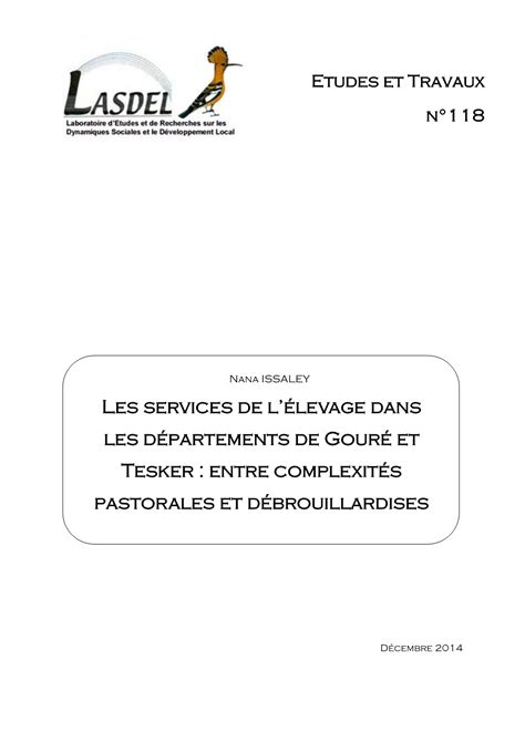 Les Services De L élevage Dans Les Départements De Gouré Et Tesker