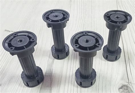 Мебельная опора кухонная регулируемая H 100 мм черная, 4 шт купить на ...