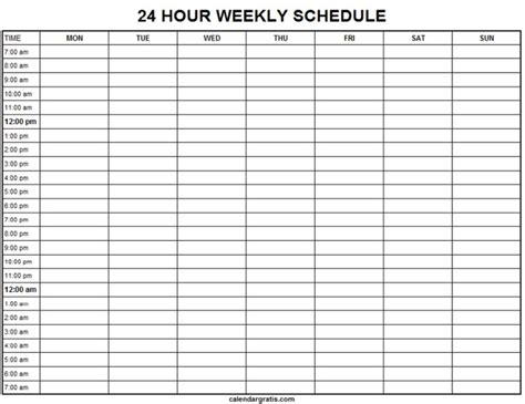 Free Printable Hour Daily Planner Template