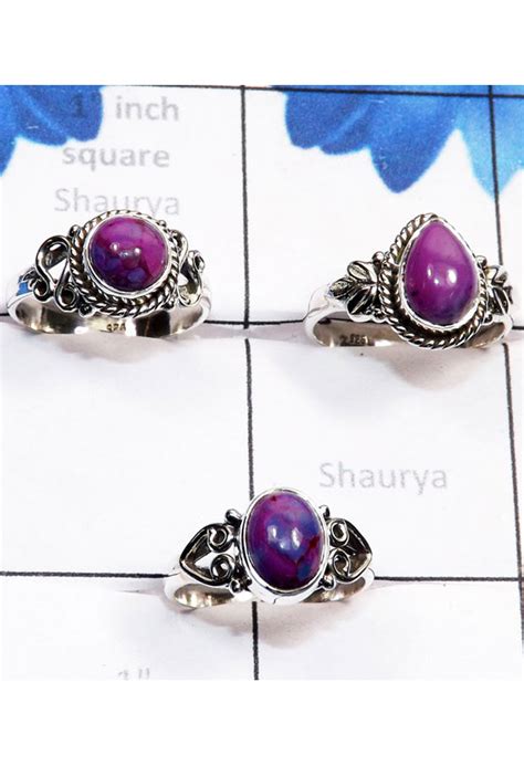 Rbs Beautiful Pcs Ring With Sterling Silver Purple Turquoise