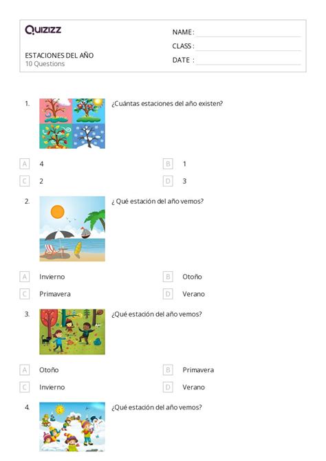 50 Clima And Estaciones Hojas De Trabajo Para Grado 2 En Quizizz Gratis E Imprimible