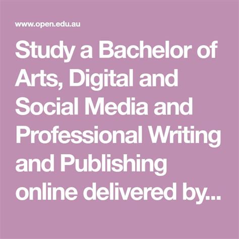 Study A Bachelor Of Arts Digital And Social Media And Professional