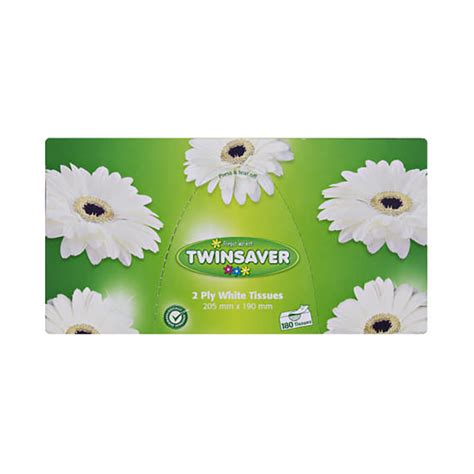 Twinsaver 2 Ply Tissues White 180 Tissues Med365