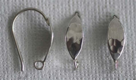 Sterling Silver Earring Ear Hook Hammered Elipse With With Loop X 1pr