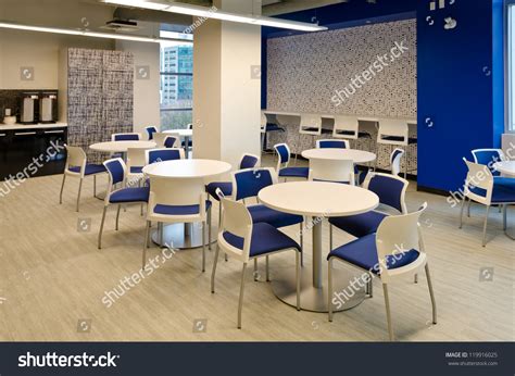 Interior Of Modern Company Lunchroom Where Employees Can Have Their