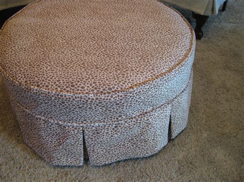 Pair of wingbacks and a round ottoman - Slipcovers by Shelley