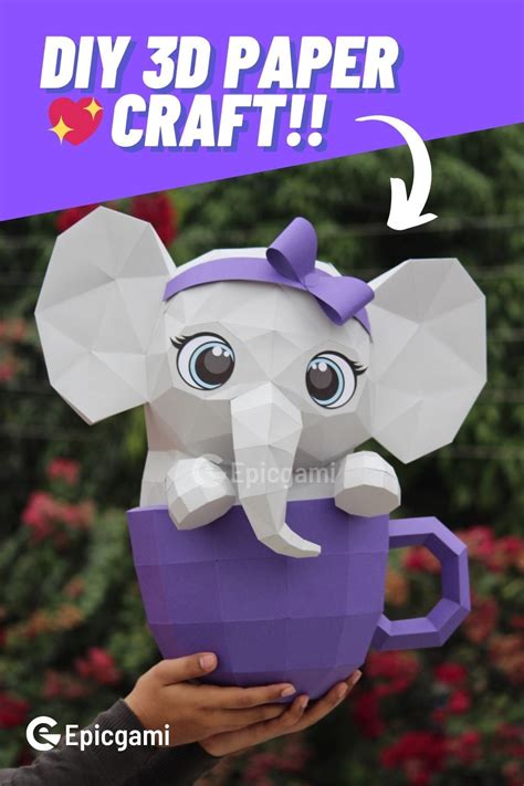 The Elephant In Cup Papercraft Pdf Artofit