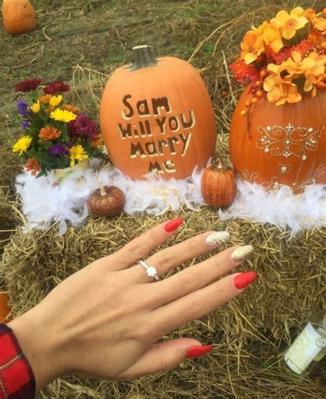 We Love This Pumpkin Patch Proposal Receiving Diamonds Surrounded By