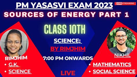 Sources Of Energy Part Pm Yasasvi Class Th Chapterwise