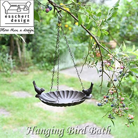 Cast Iron Heavy Duty Hanging Bird Bath Feeder Vintage Bronze Decorative