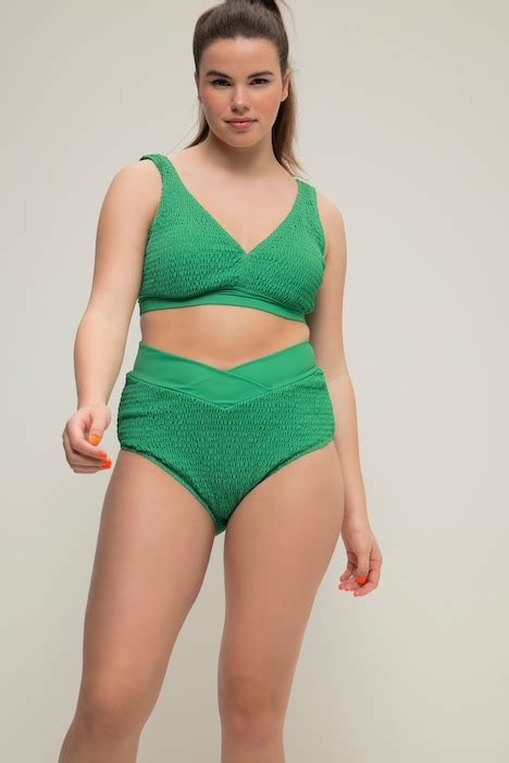 Smocked High Waisted Bikini Bottoms Light Green Ulla Popken