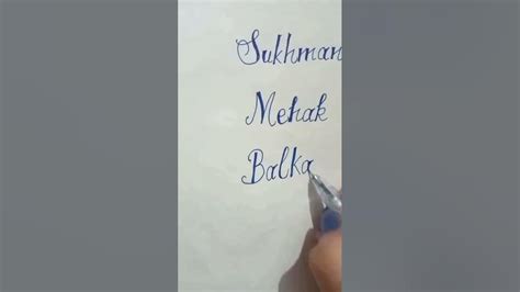 Calligraphy Writing Of Sukhmanmehakbalkaran Loveleen Bestiesshorts