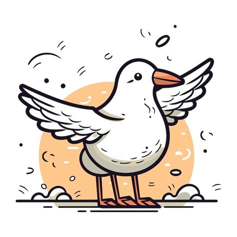 Premium Vector Cute Seagull With Wings Vector Illustration In Cartoon