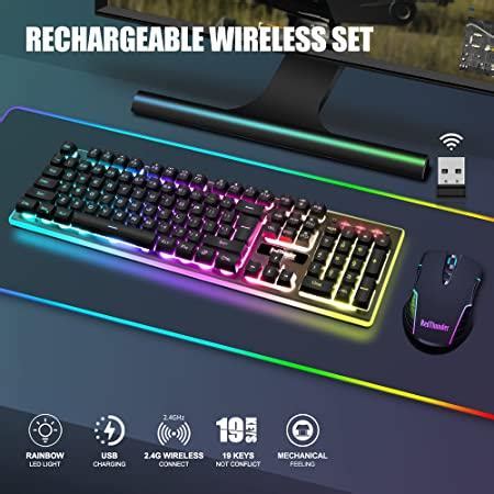 RedThunder K10 Combo de teclado y mouse inalámbricos para juegos