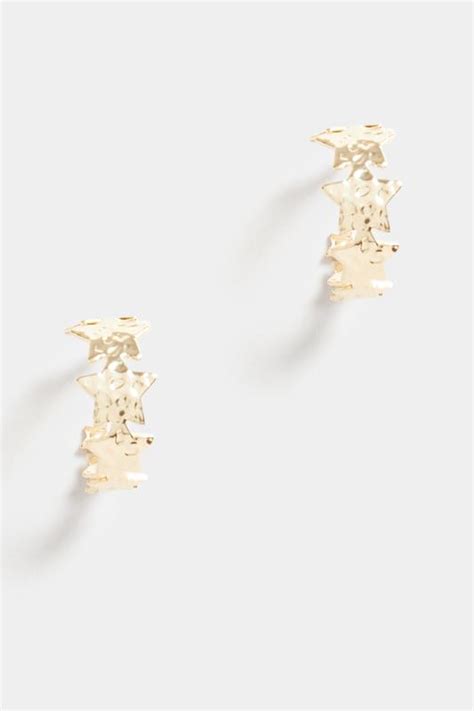 Gold Small Star Style Hoop Earrings Yours Clothing