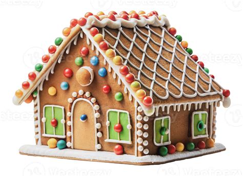 Colorful Festive Gingerbread House Cut Out Stock 49114660 Png