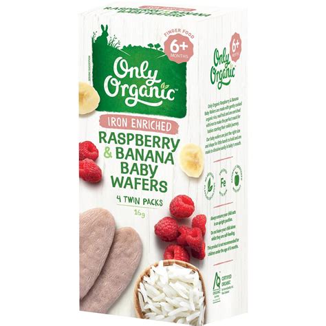 Only Organic Raspberry Banana Baby Wafers Pack Woolworths