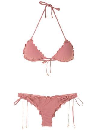 Amir Slama Ruffled Triangle Bikini Set Farfetch