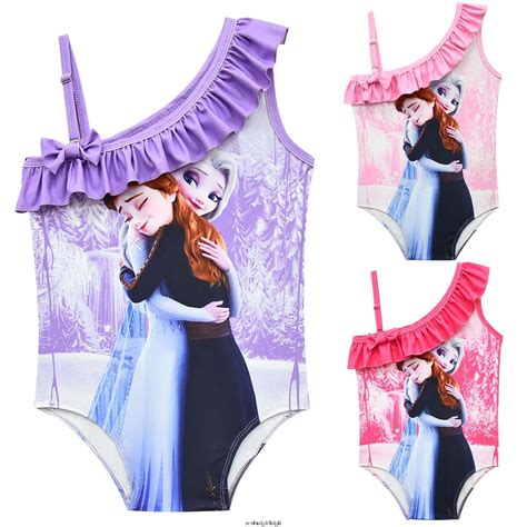 Girls Swimsuit Disney Frozen Anna Cartoon Girls Swimwear Kids Print Children Bathing Suit One ...