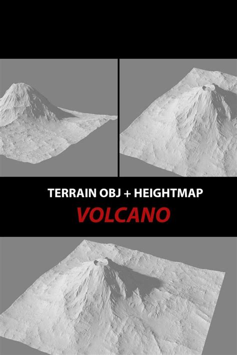 ArtStation - TERRAIN OBJ + HEIGHTMAP -- VOLCANO | Resources | Terrain, Volcano, Resources