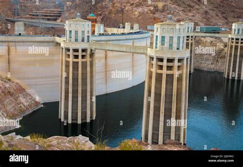 Penstocks Or Water Intake Towers In Lake Mead At Hoover Dam On The