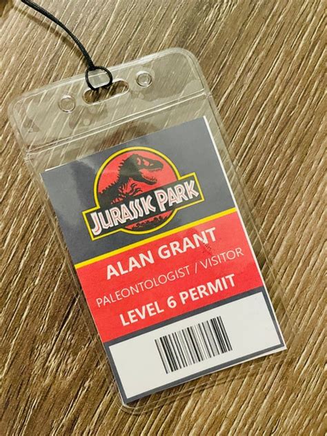 Alan Grant Jurassic Park Cosplay Id Badge Jurassic World Etsy