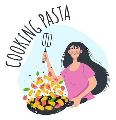 Personagem De Menina Mulher Cozinhando Macarr O E Vegetais Ilustra O