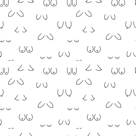 Woman Breast Doodle Seamless Pattern Hand Drawn Woman Boobs Pattern