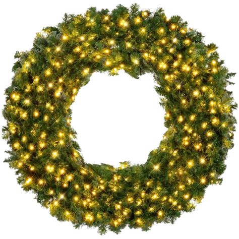 60in Large Artificial Pre Lit Fir Christmas Wreath Holiday Accent