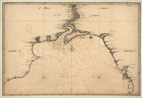 Carte manuscrite du Golfe de Bengale depuis Jagrenat jusqu à l