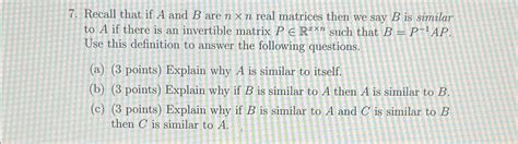 Solved Recall That If A And B Are Nn Real Matrices Then Chegg