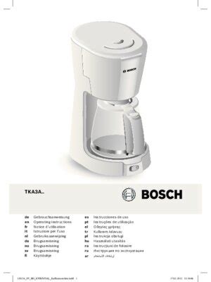 Инструкция для кофеварки Bosch TKA 3A031 CompactClass Extra 994 40 kB