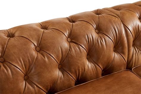 Century Chesterfield Sofa Light Brown Leather