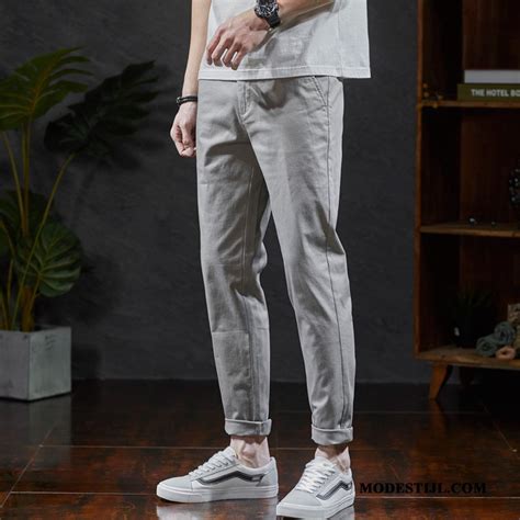 Heren Broeken Winkel Nieuw Slim Fit Mini Rechtdoor Casual Broek Zwart