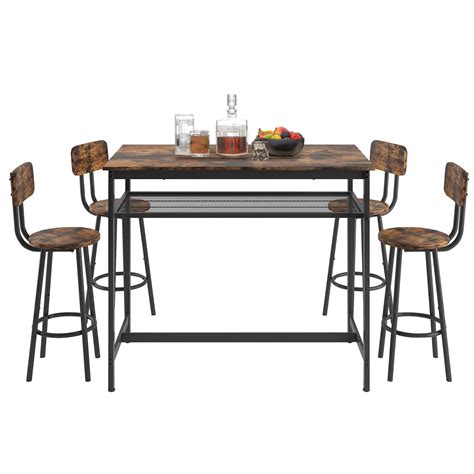 Paproos Piece Counter Height Dining Table And Chairs Set Brown