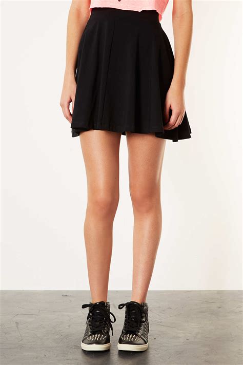 Lyst TOPSHOP Black High Waist Skater Skirt In Black