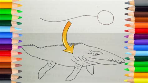 How To Draw Mosasaurus From Jurassic World Step By Step Drawing And Coloring Youtube