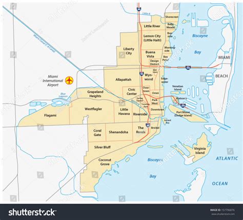 Miami Administrative Map Stock Vector (Royalty Free) 157796876