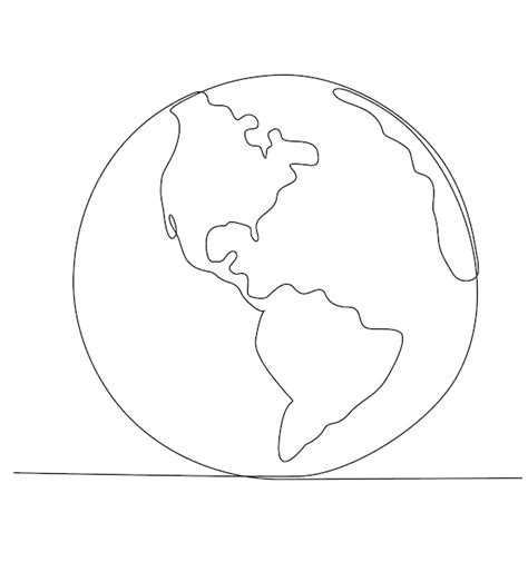 Desenho de linha contínua do globo do mundo Vetor Premium