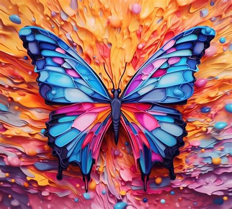 Premium Ai Image Brightly Colored Butterfly On A Colorful Background