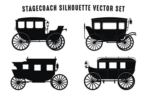 Stagecoach silhouettes vector Set, Vintage Stage coach Silhouette ...