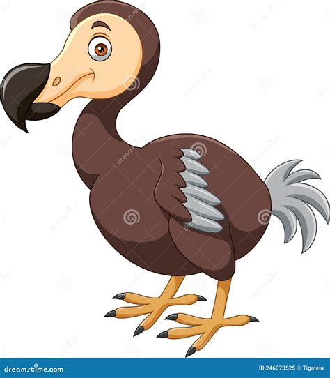 Cute Dodo Bird Cartoon On White Background Stock Vector Illustration