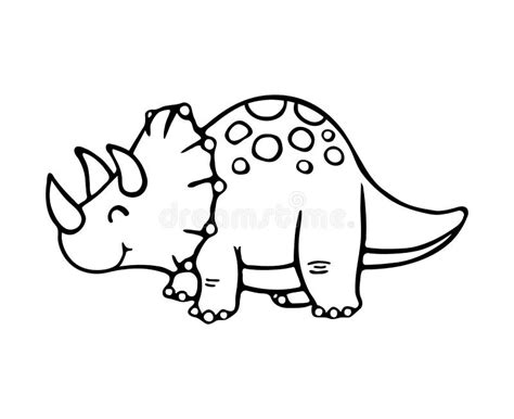 Vector Cartoon Baby Dino Triceratops Dinosaur Stock Vector