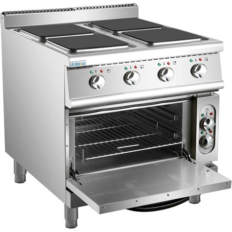 Commercial Electric Cooker 4 Square Burners With Electric Oven 16kW 4