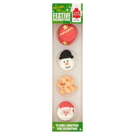 Cake Decor 12 Festive Sugar Cake Decorations Tesco Groceries