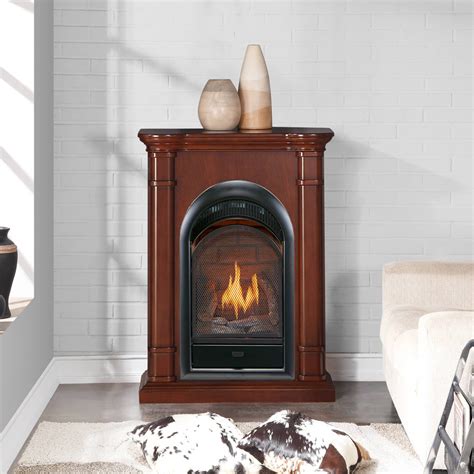 Duluth Forge Dual Fuel Ventless Gas Fireplace With Mantel 15000 Btu T Stat Walnut Finish