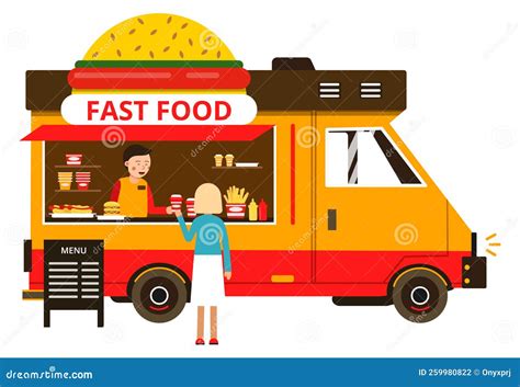 Lanche Aberto De Fast food Snack De Compra De Clientes Ilustração